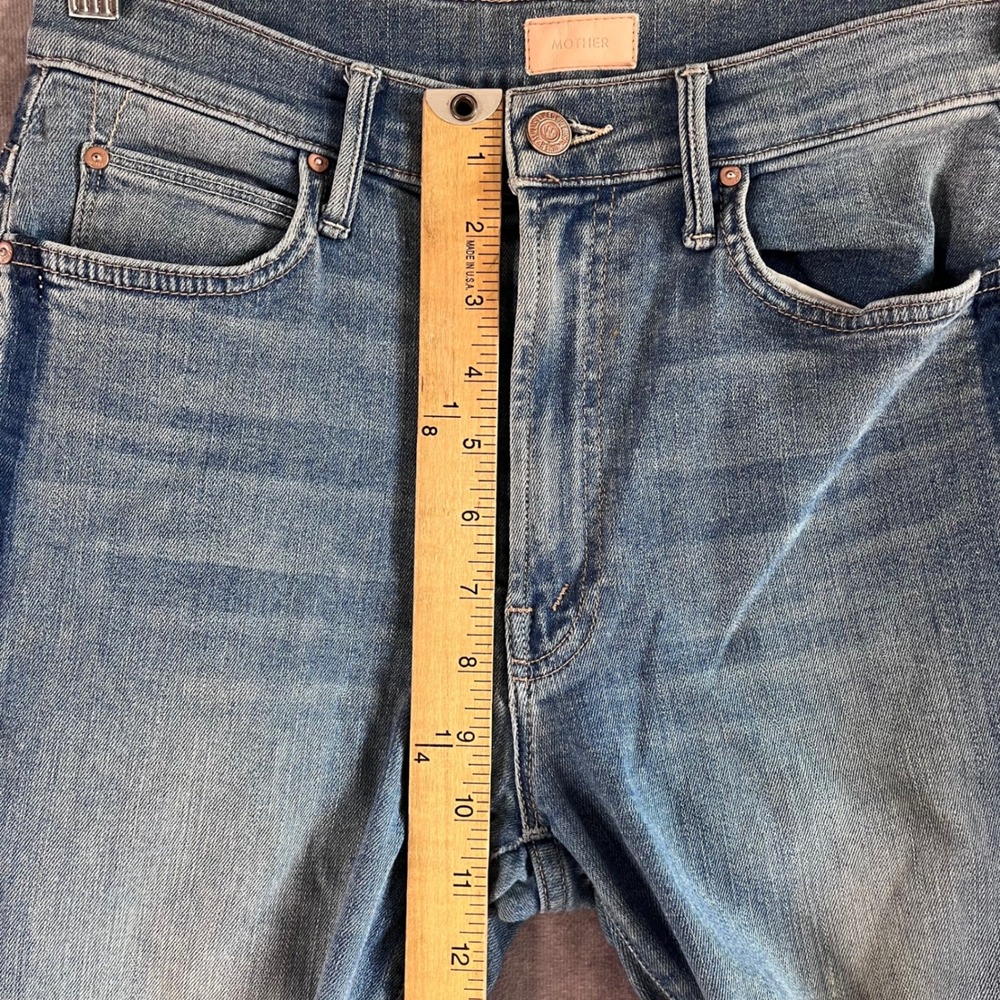 MOTHER Stunner Zip Ankle Step Fray Jeans Womens 27 Blue Light Kitty Racer Stripe - Picture 9 of 12